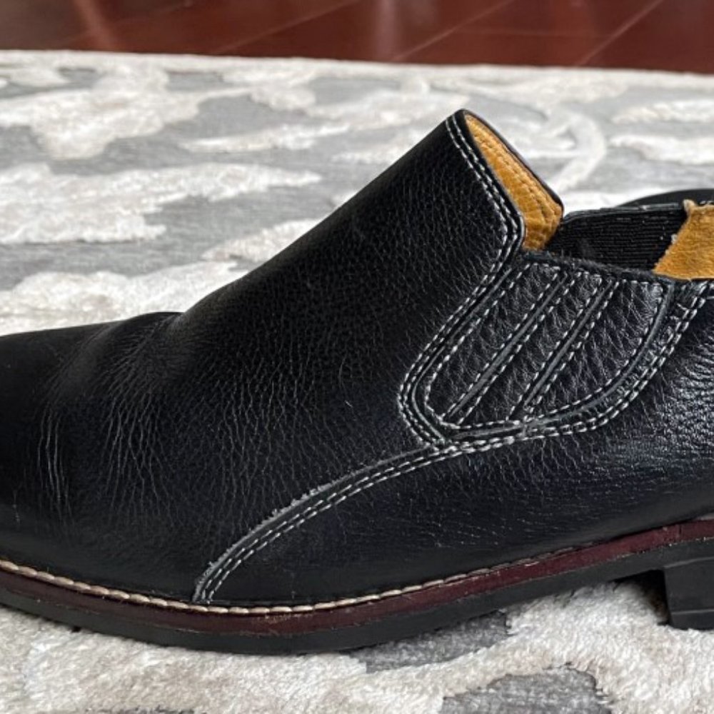 Sandro Black Leather Loafer Western Low Ankle Boot